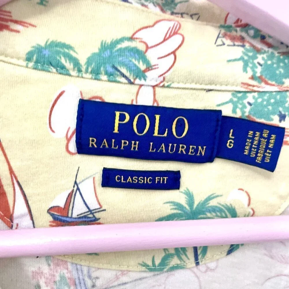 Polo Ralph Lauren Mini Hawaiian Sailboat Yellow Cotton Polo Classic Fit L